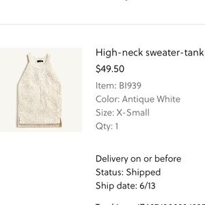 J Crew sweater tank, size XS